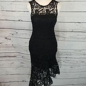 NWT! Black Allover lace crochet sleeveless dress